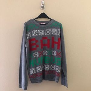 Christmas Sweater Large Bah Humbug Scrooge Ugly